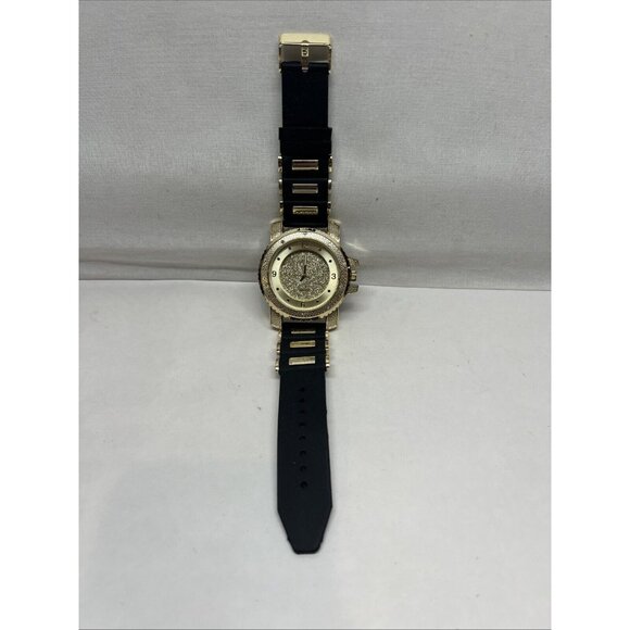 Bust Down Techno Pave Hip Hop Men's Iced Bling Rubber Band Watches WR 7758 - Picture 3 of 11